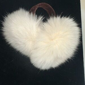 Genuine Fox Fur Earmuffs  With Brown Velvet Covered Headband